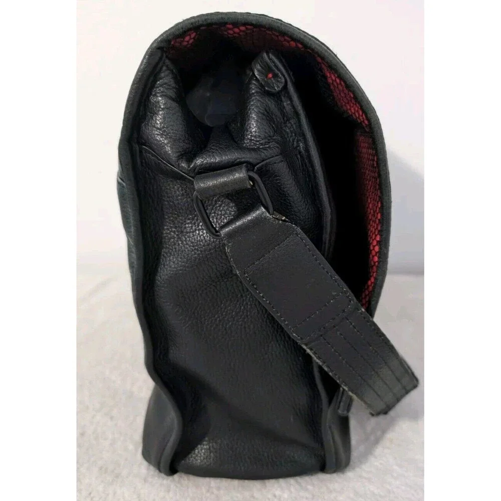 Lloyd Messenger Bag Black Pebbled Leather Turn Locks Briefcase